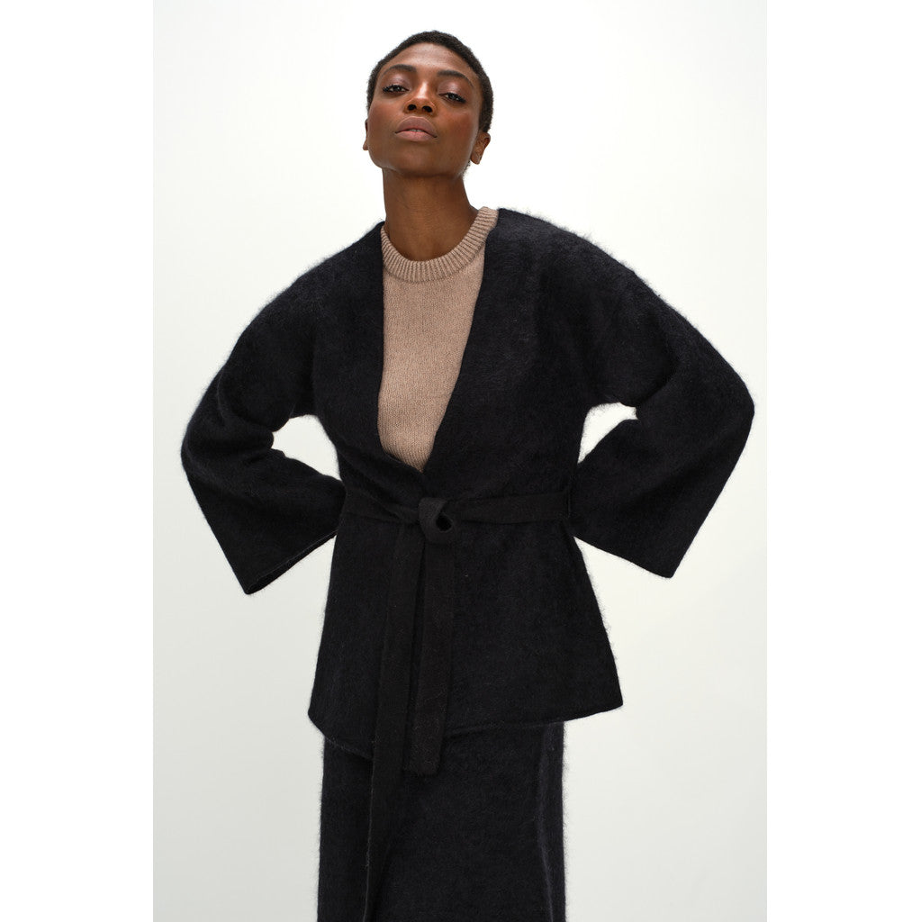 Davida Brushed Kimono Cardigans Black