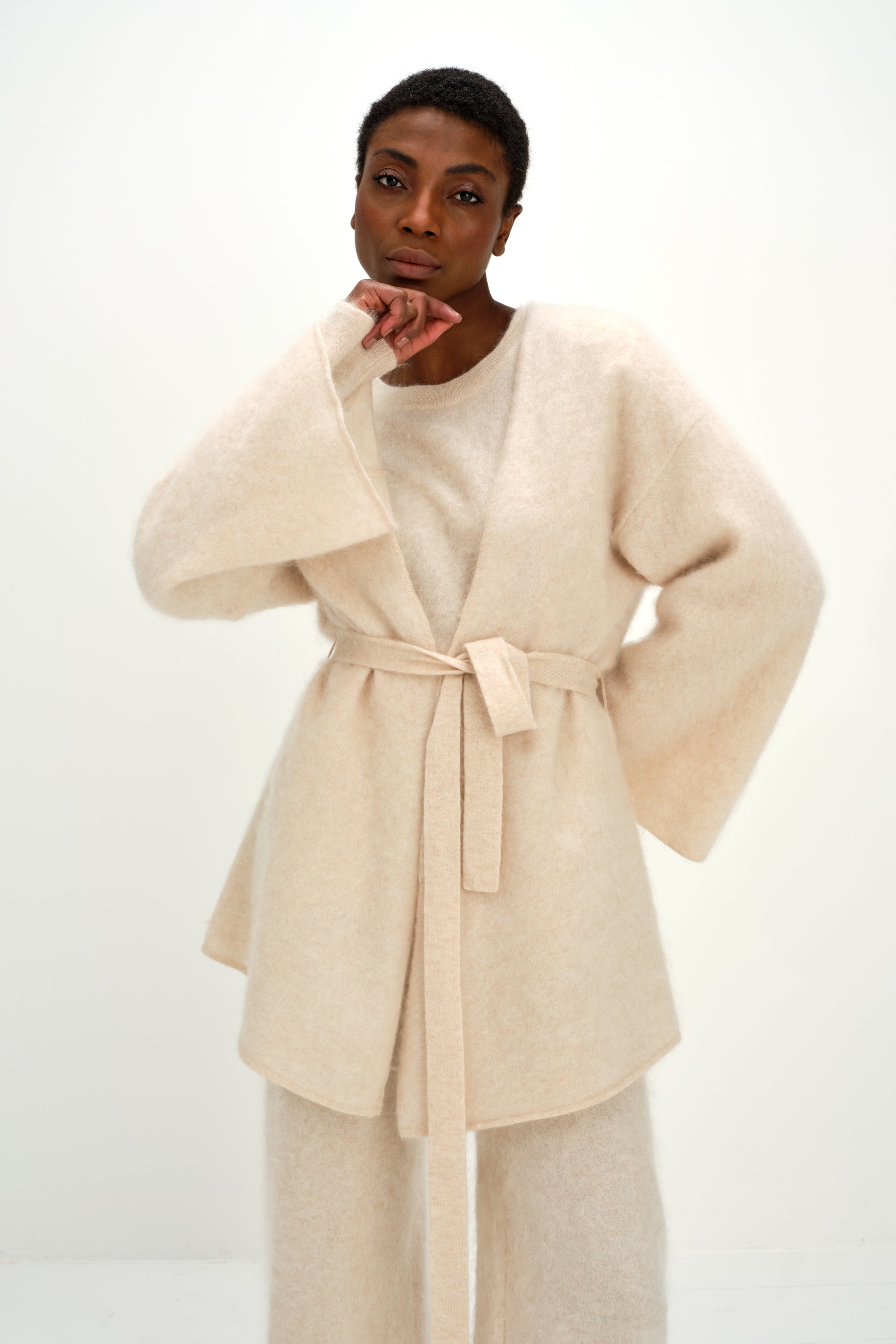 Davida Brushed Kimono Cardigans Light Beige