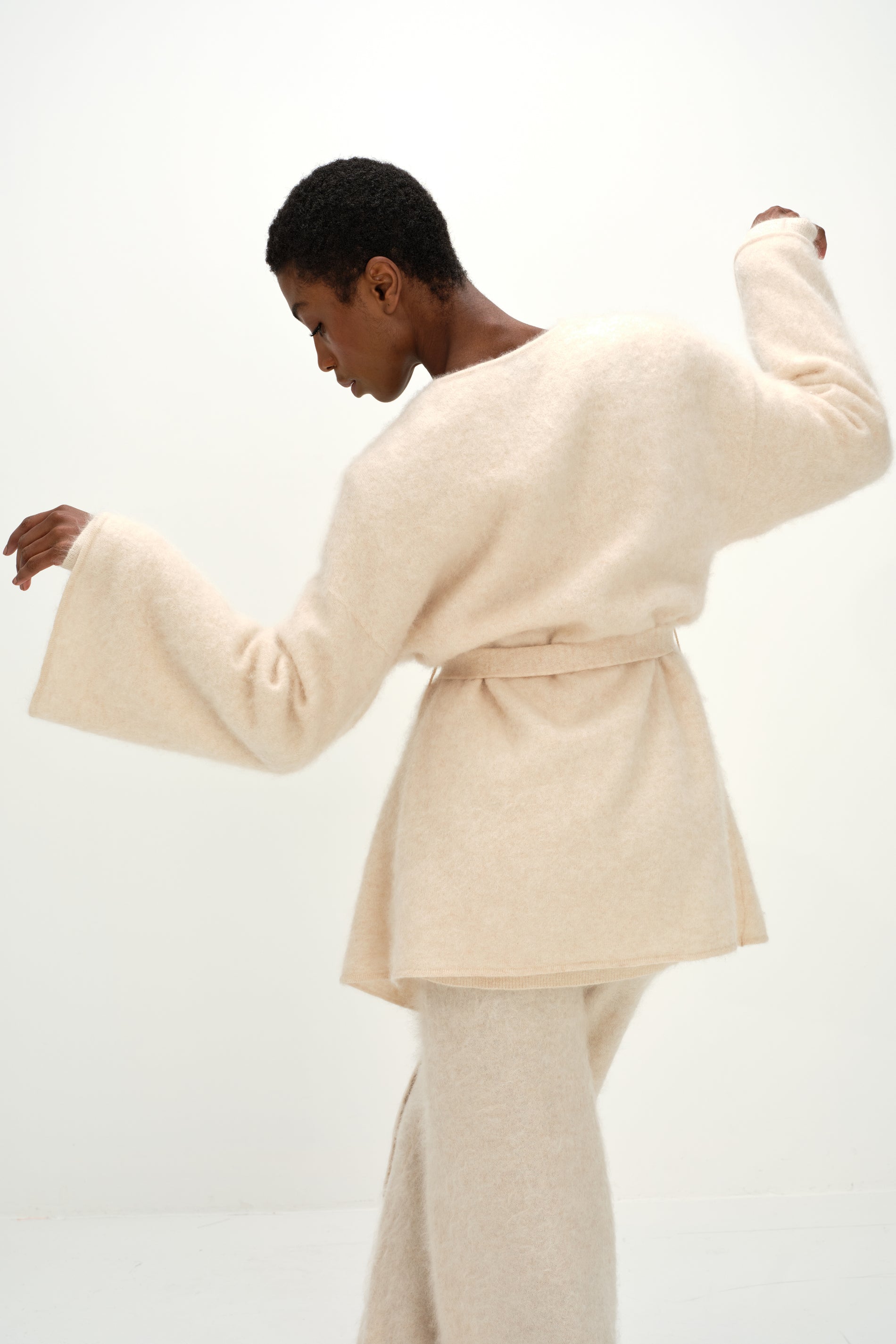 Davida Brushed Kimono Cardigans Light Beige