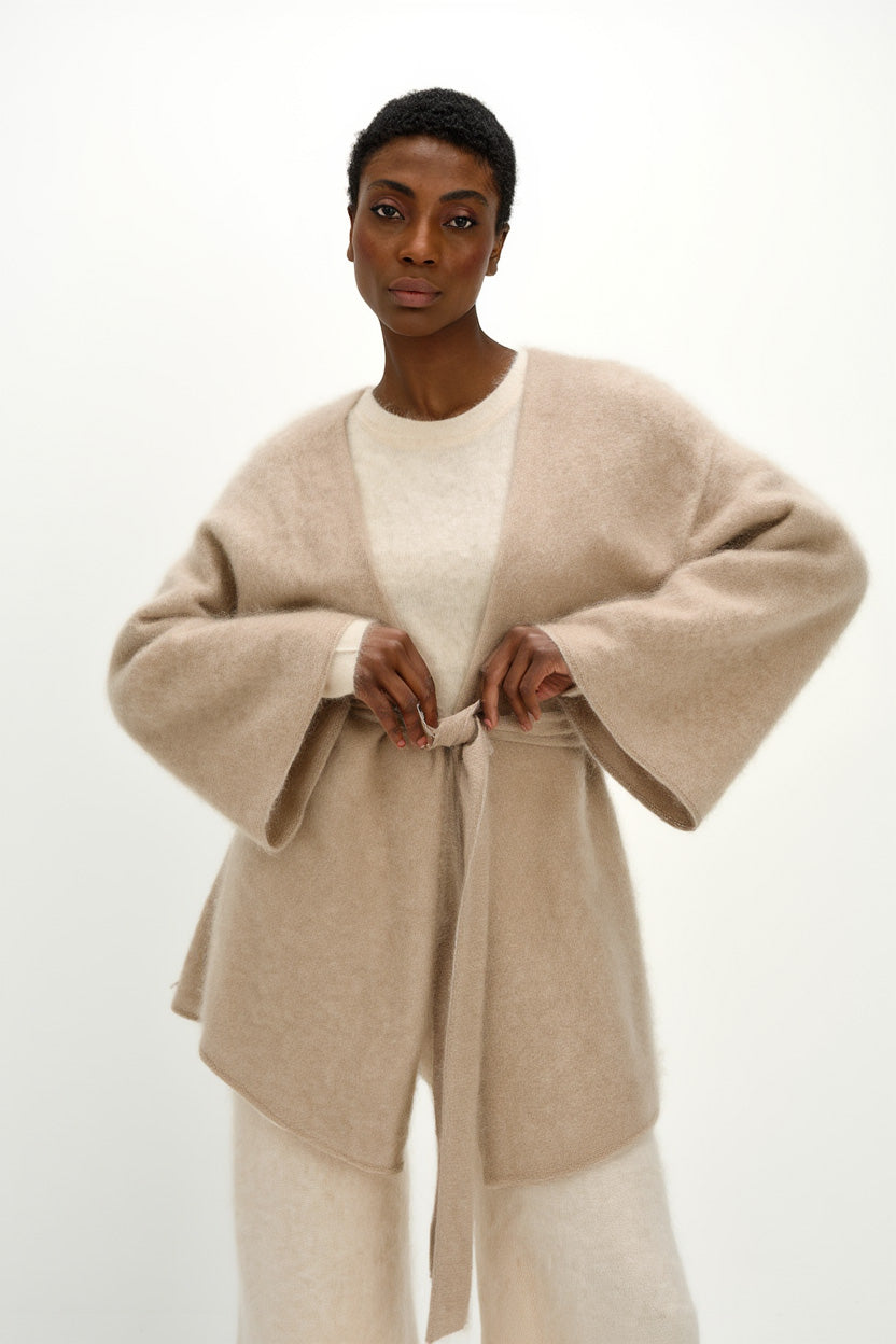 Davida Brushed Kimono Cardigans Mink