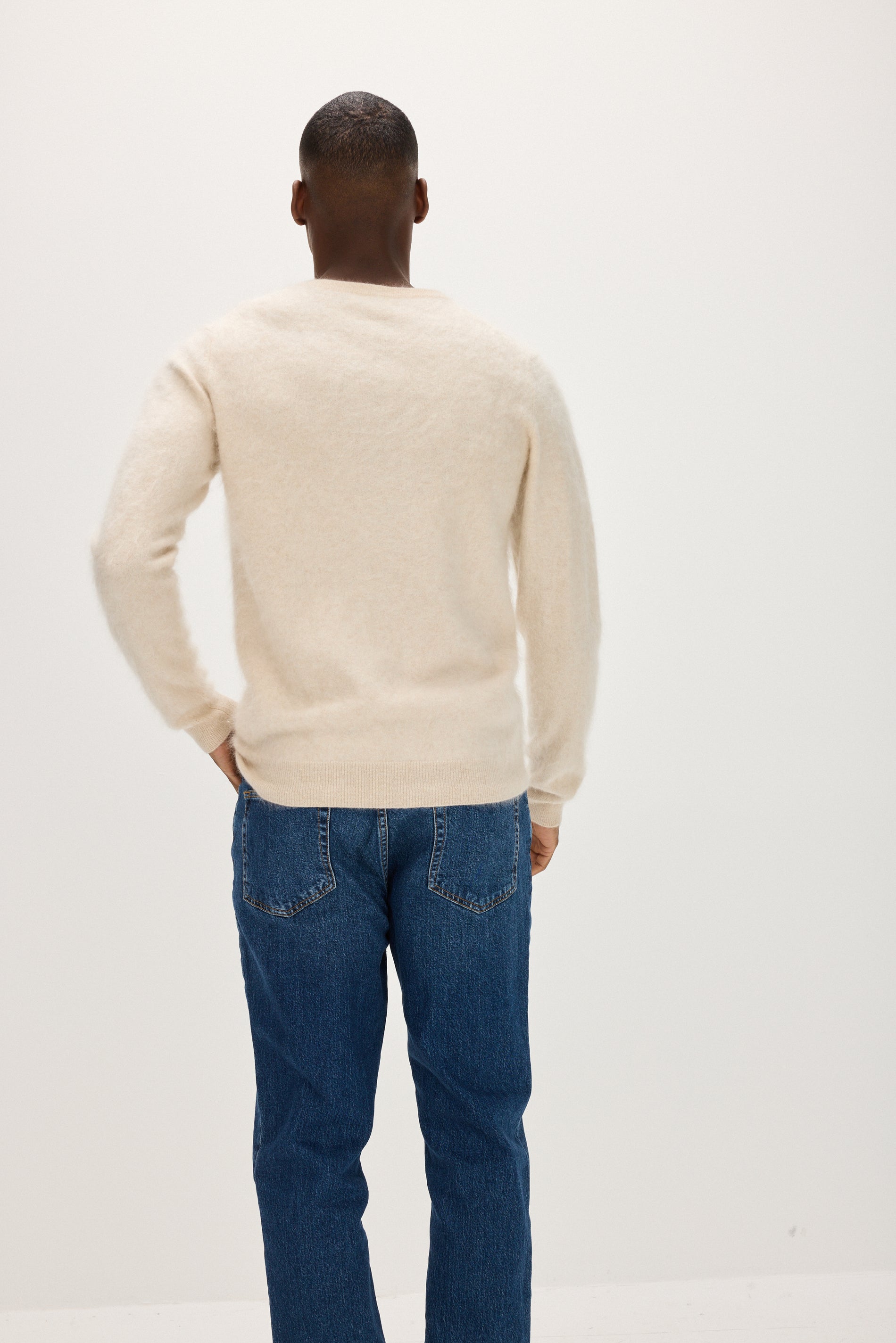 Davida Brushed Man O-neck Sweater Sweaters Light Beige