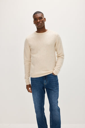 Brushed Man O-neck Sweater - Light Beige