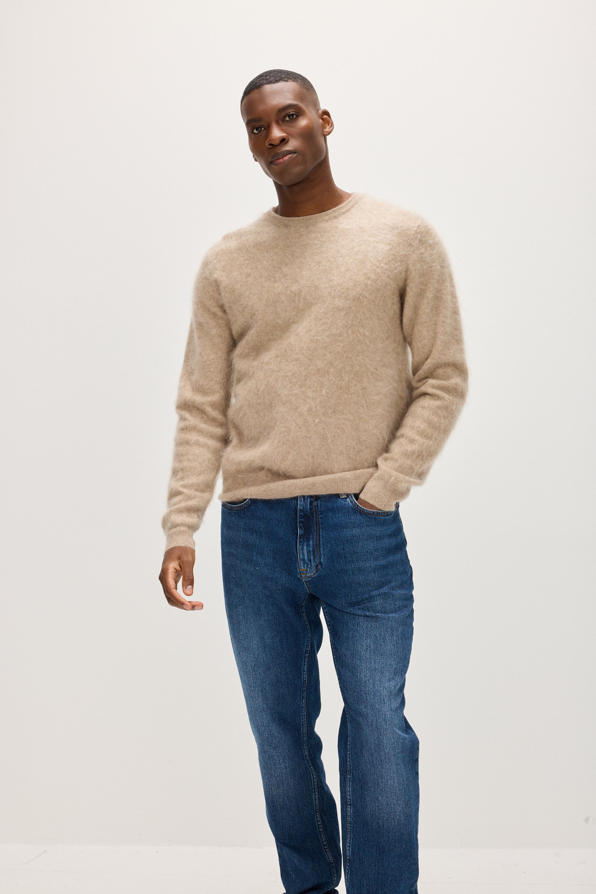 Davida Brushed Man O-neck Sweater Sweaters Mink