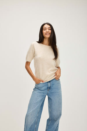 Brushed Oversized T-Shirt - Light Beige