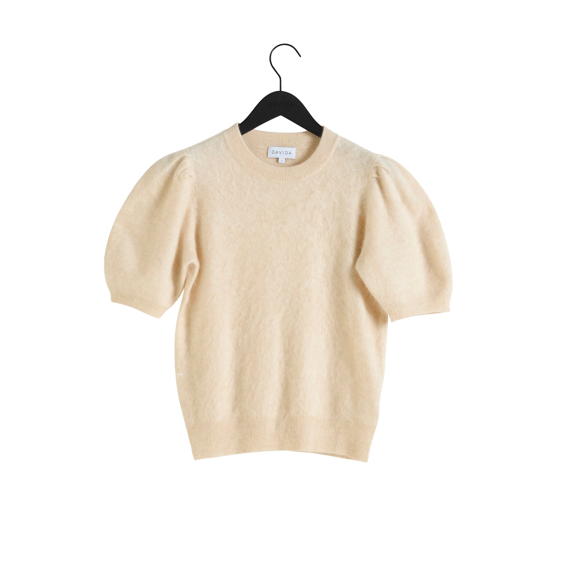 Davida Brushed Puff Sleeve T-shirt Sweaters Light Beige