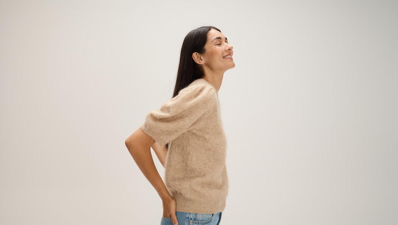 Davida Brushed Puff Sleeve T-shirt Sweaters Mink