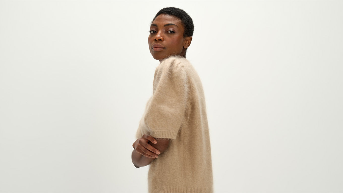 Davida Brushed Puff Sleeve T-shirt Sweaters Mink