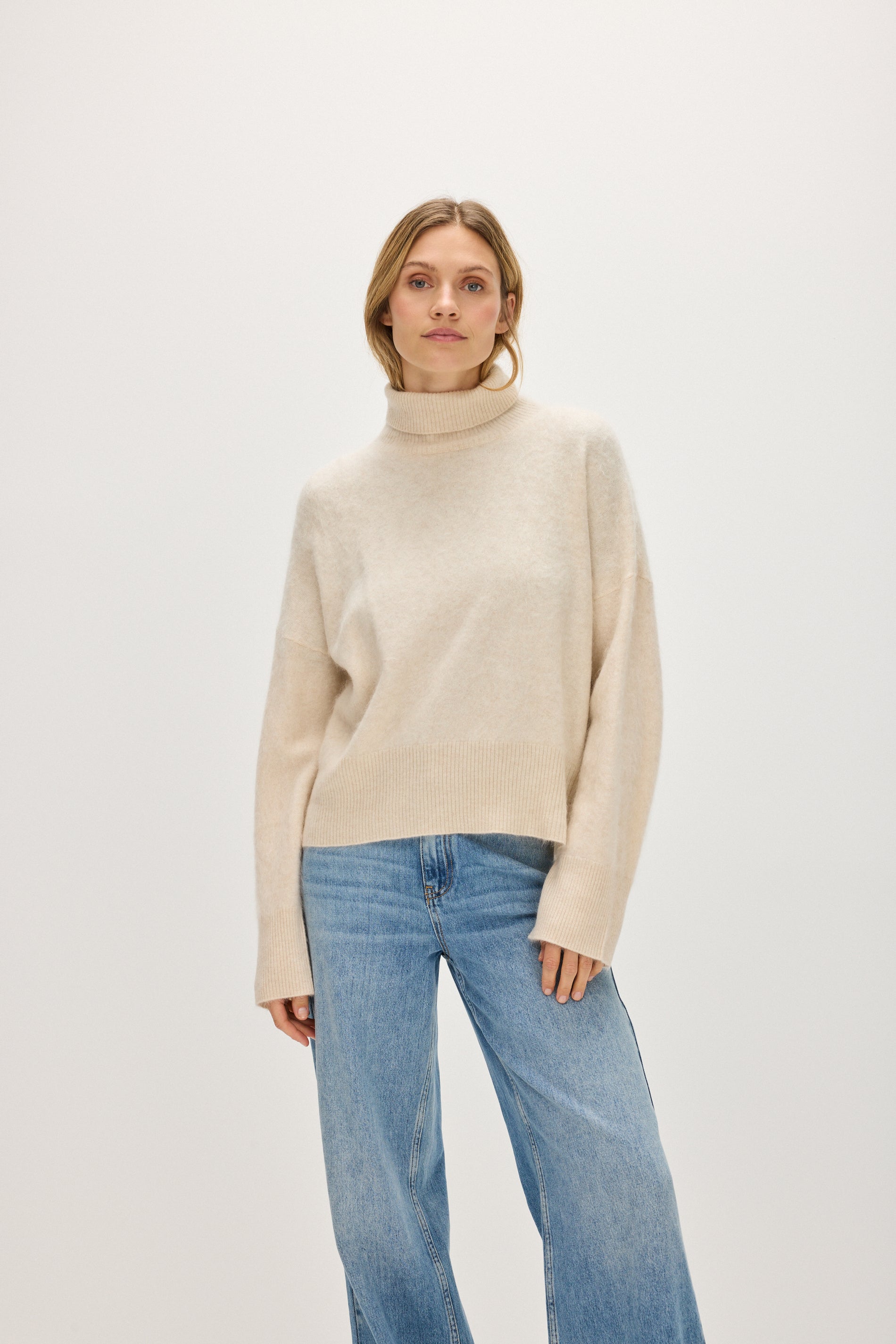 Davida Brushed Roll Neck Sweater Sweaters Light Beige