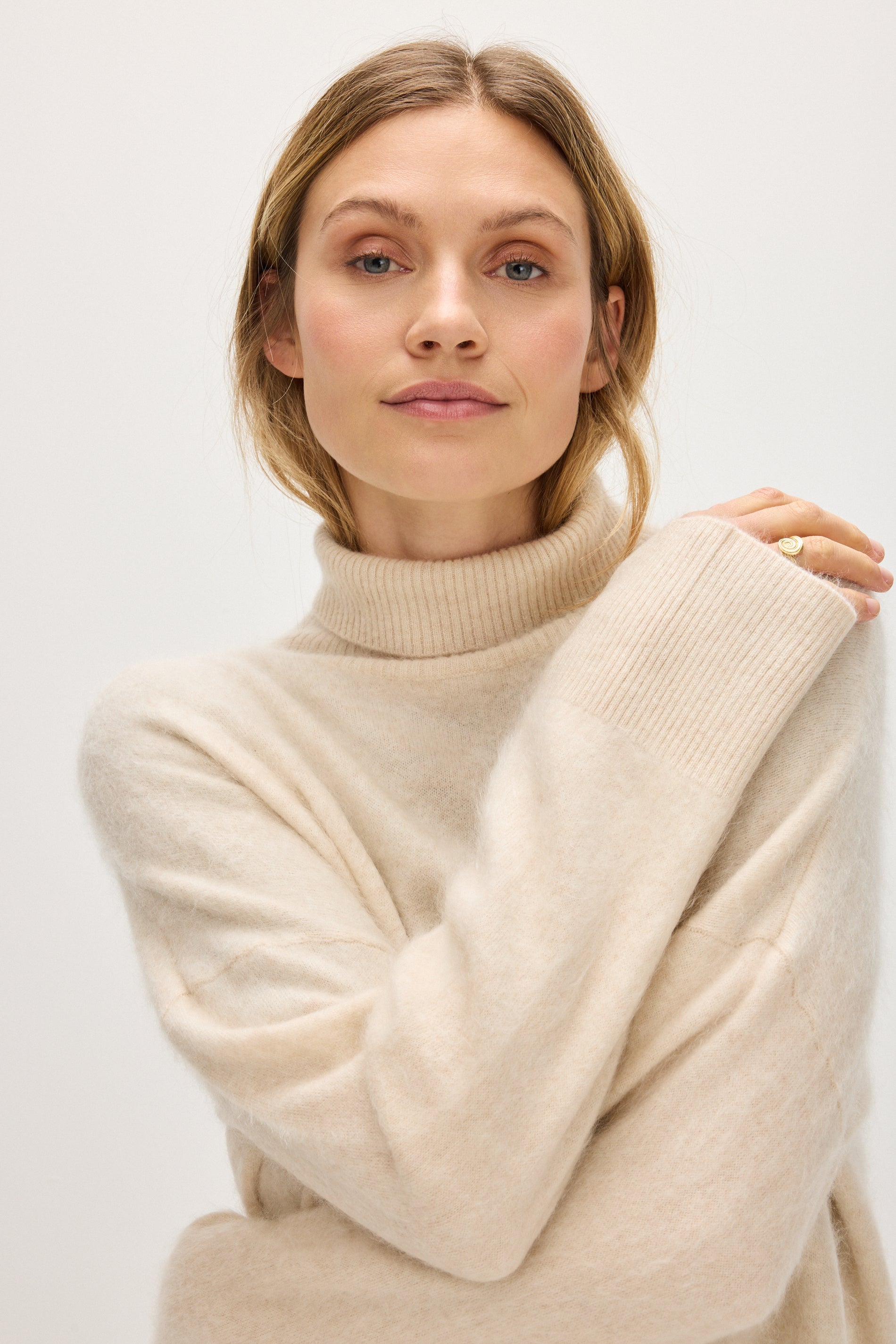 Davida Brushed Roll Neck Sweater Sweaters Light Beige