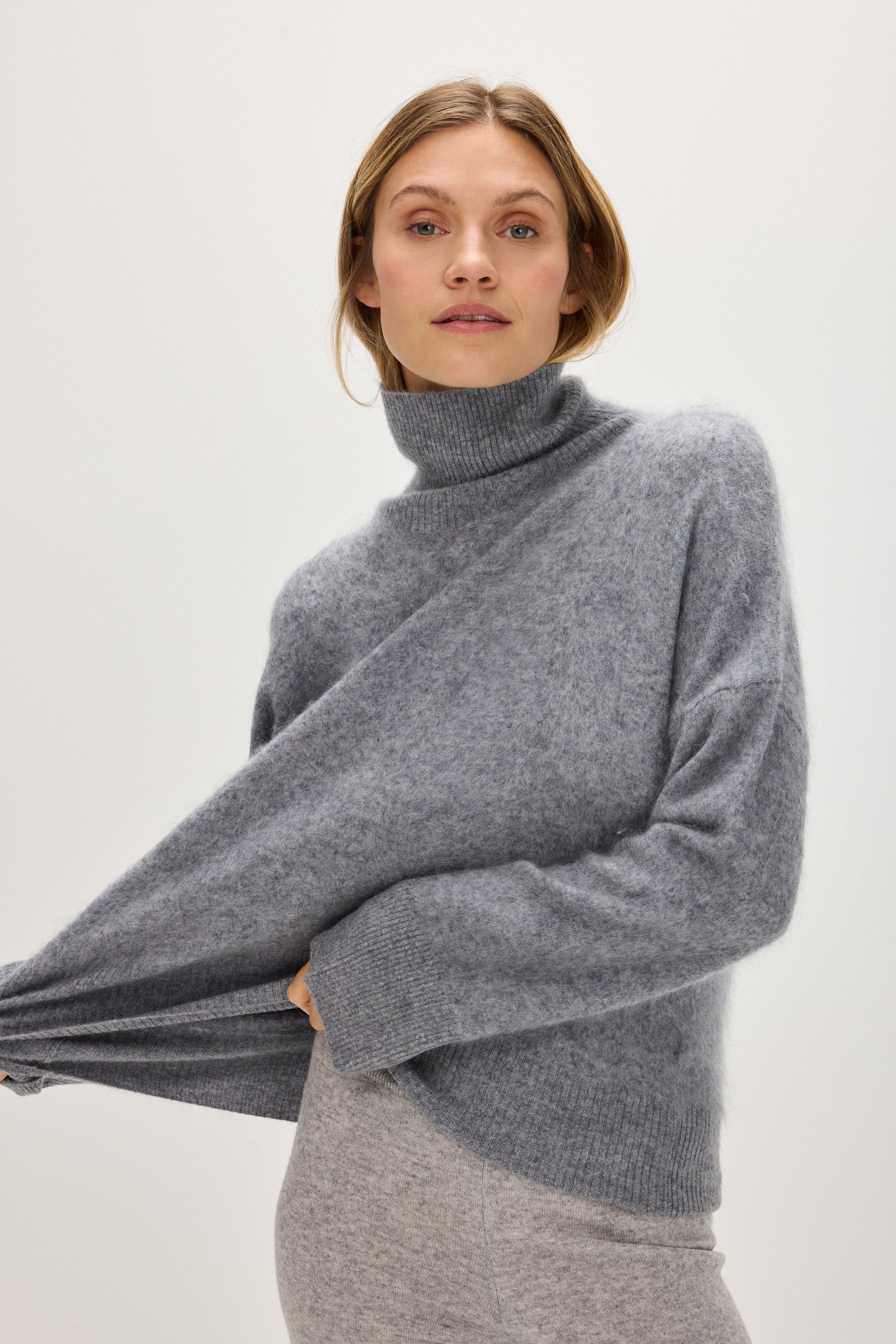 Davida Brushed Roll Neck Sweater Sweaters Light Grey