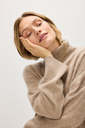 Brushed Roll Neck Sweater - Mink