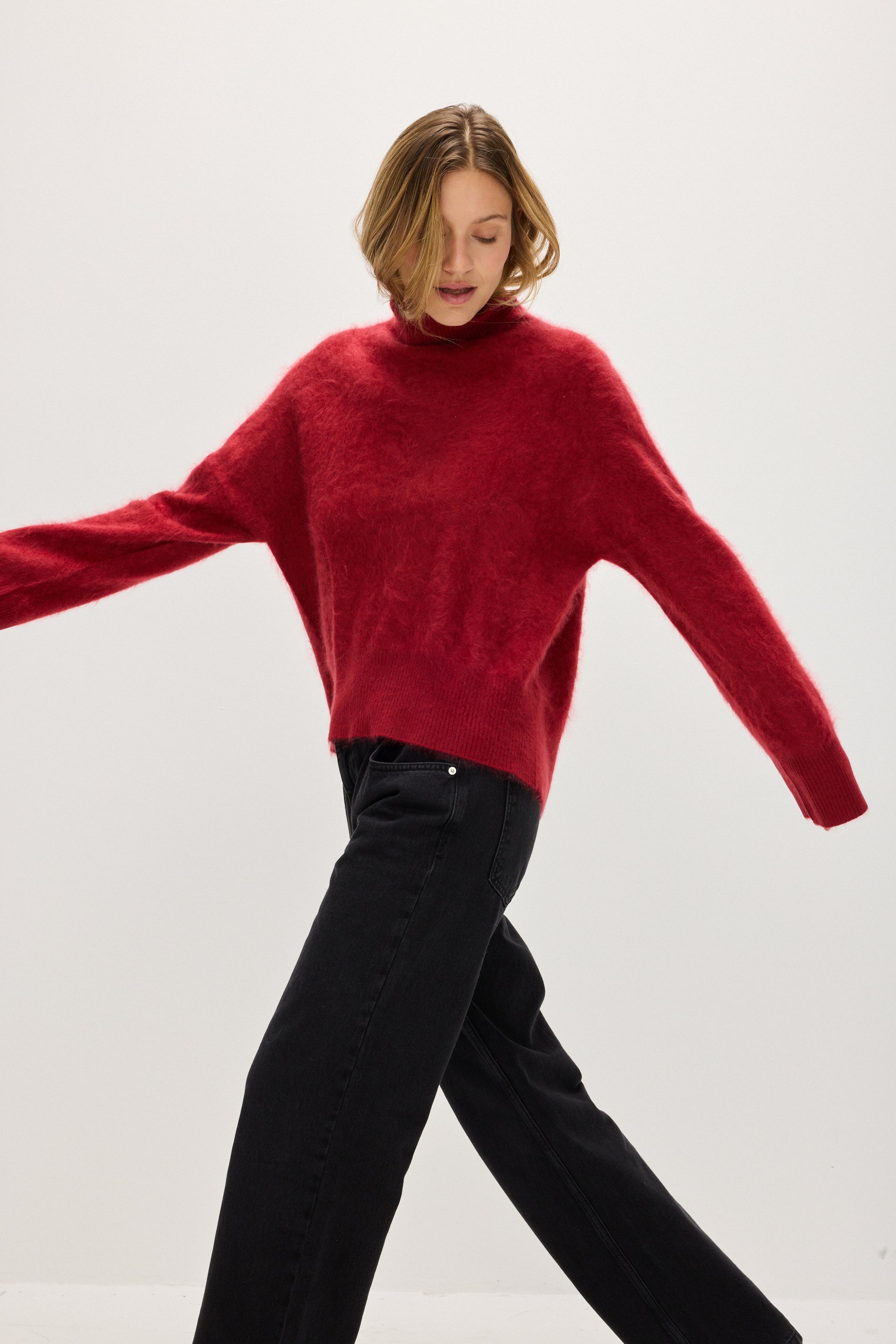 Davida Brushed Roll Neck Sweater Sweaters Mulberry Red