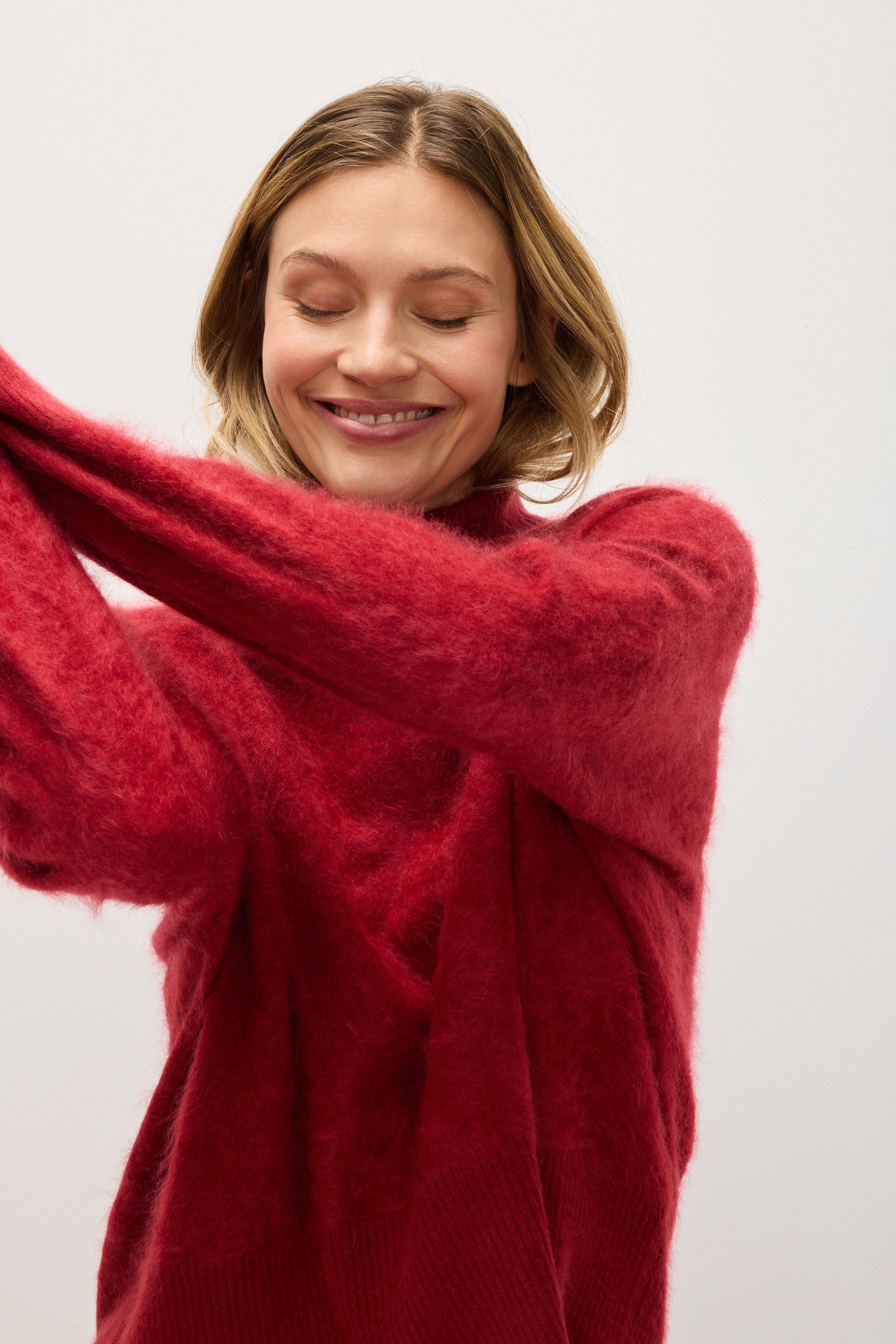 Davida Brushed Roll Neck Sweater Sweaters Mulberry Red