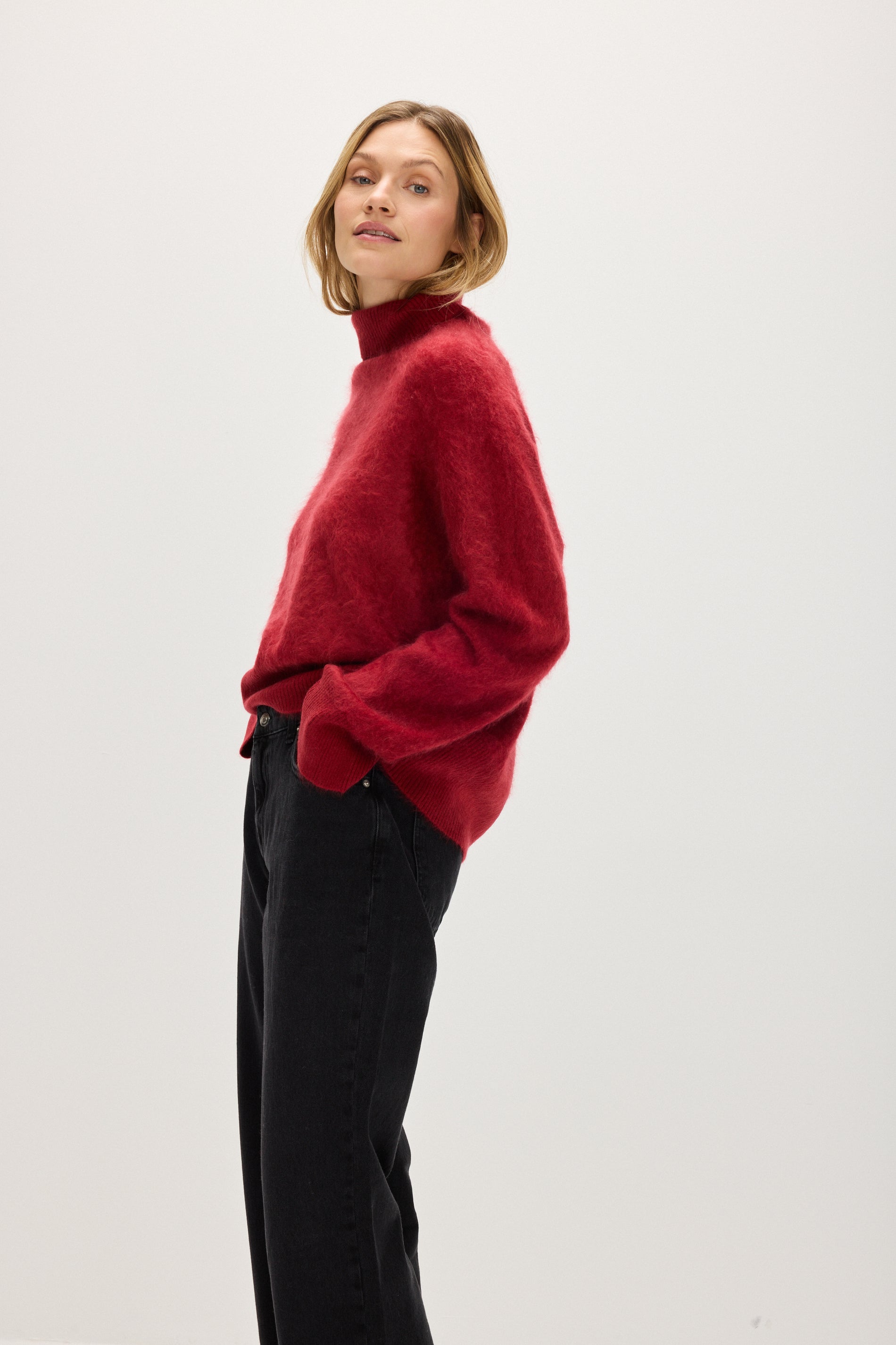 Davida Brushed Roll Neck Sweater Sweaters Mulberry Red