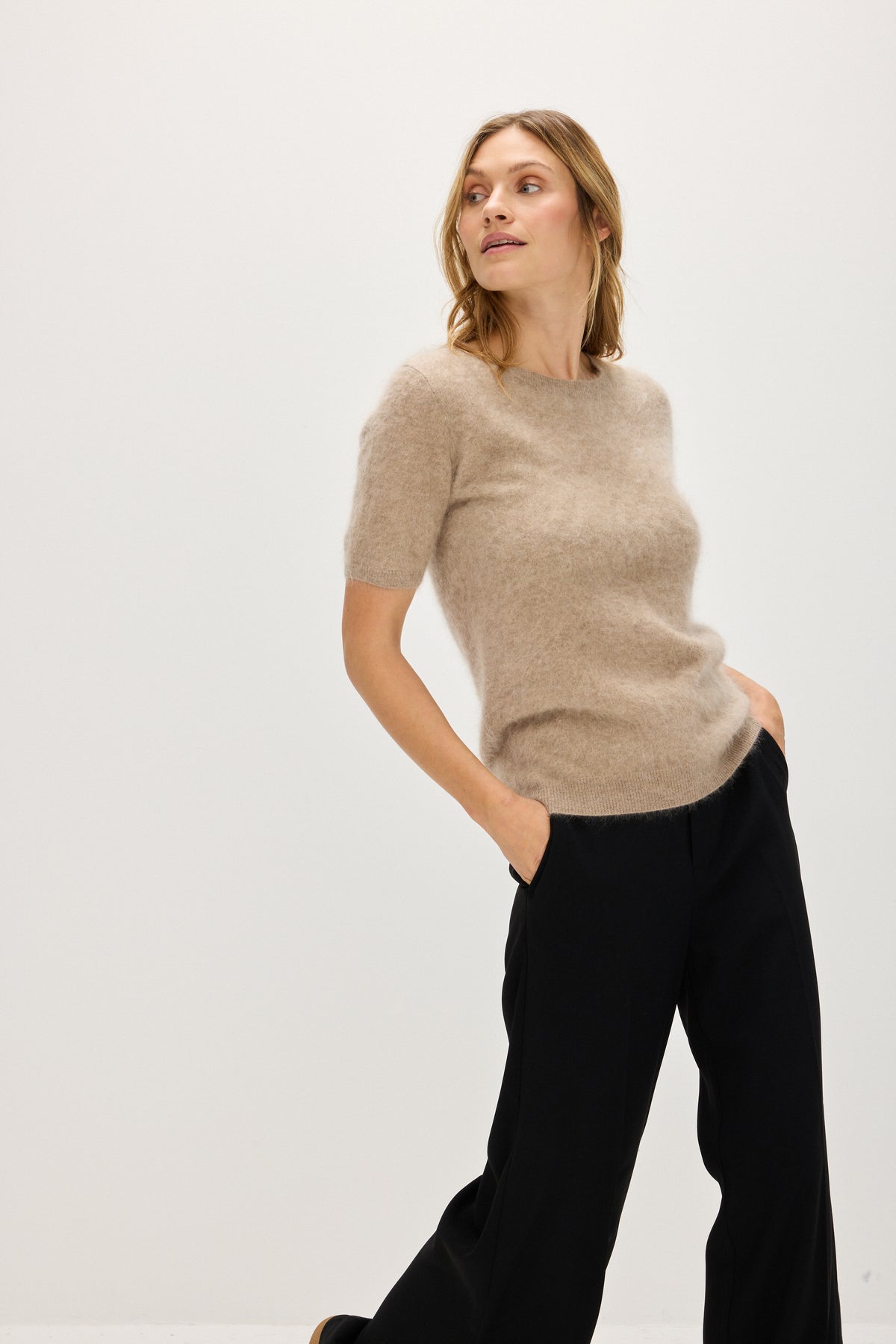 Davida Brushed T-Shirt Oversized Sweaters Mink