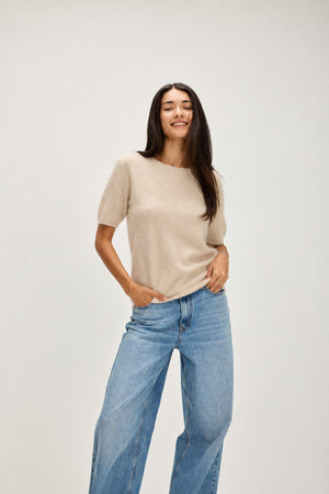 Brushed T-Shirt Oversized - Wheat