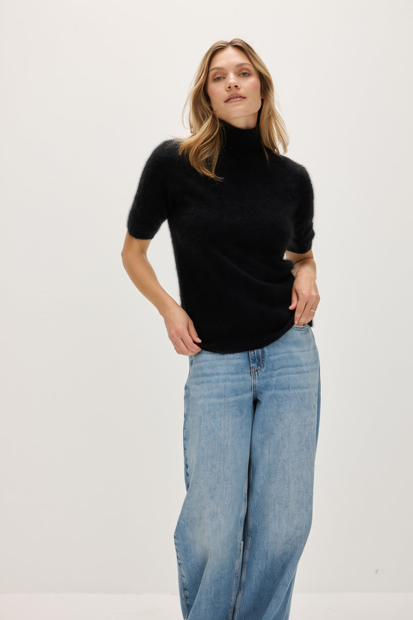 Davida Brushed Turtleneck T-Shirt Sweaters Black
