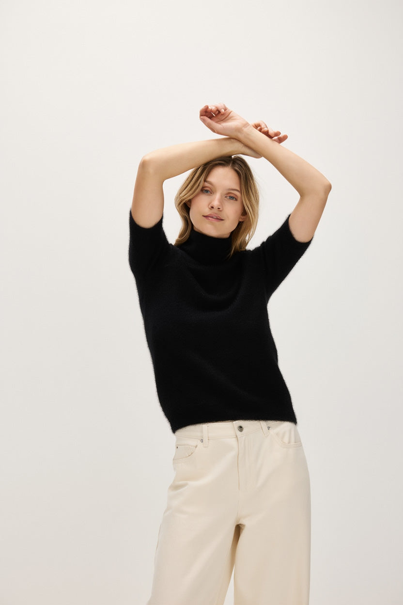 Davida Brushed Turtleneck T-Shirt Sweaters Black