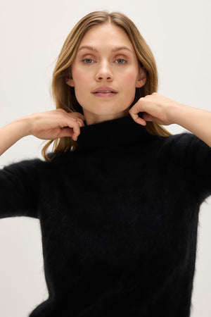 Brushed Turtleneck T-Shirt - Black