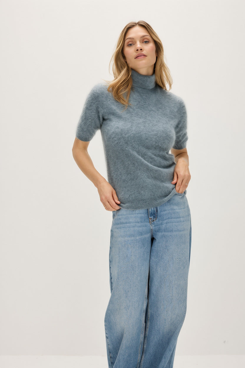 Davida Brushed Turtleneck T-Shirt Sweaters Light Grey