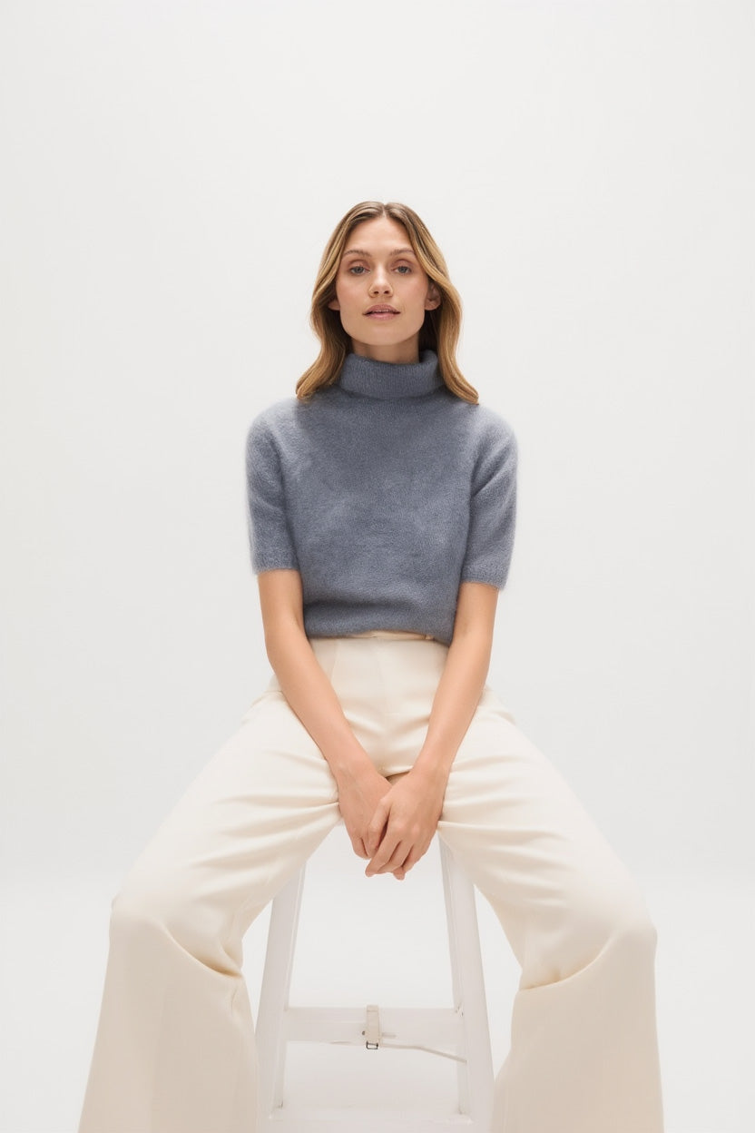 Davida Brushed Turtleneck T-Shirt Sweaters Light Grey