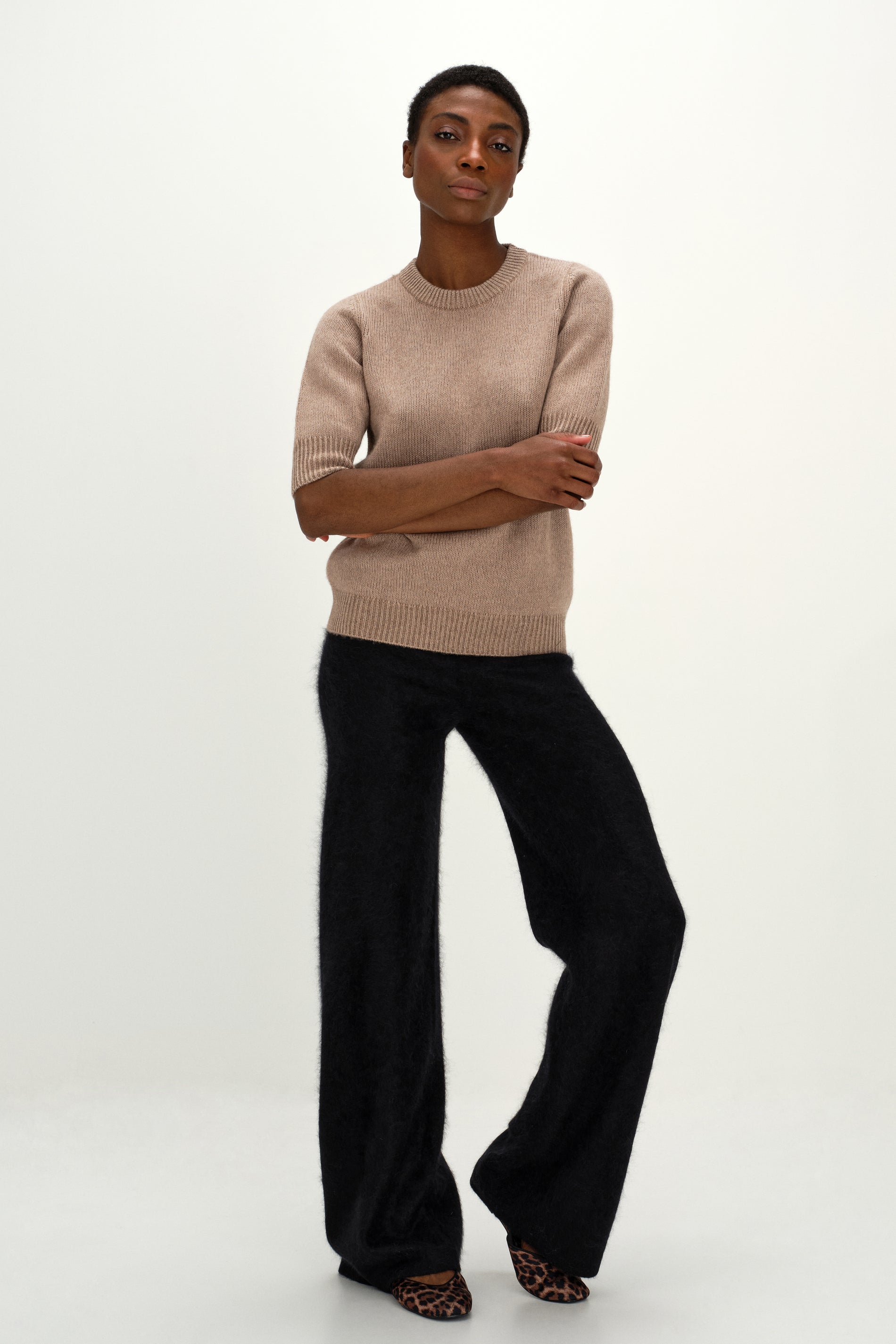 Davida Brushed Wide Pants Pants Black
