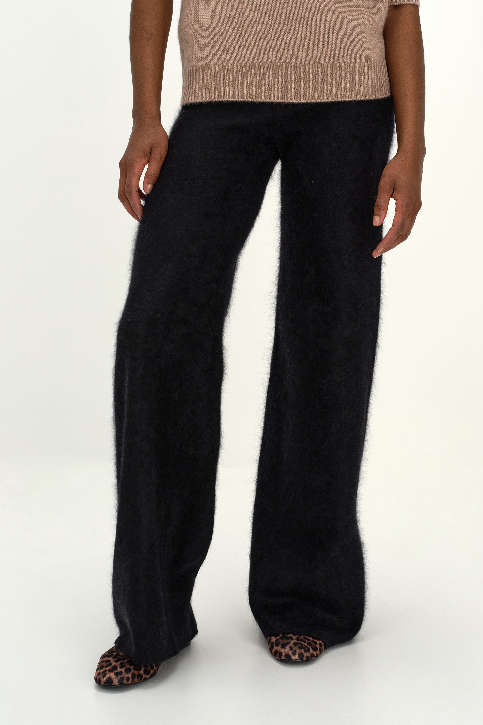 Davida Brushed Wide Pants Pants Black