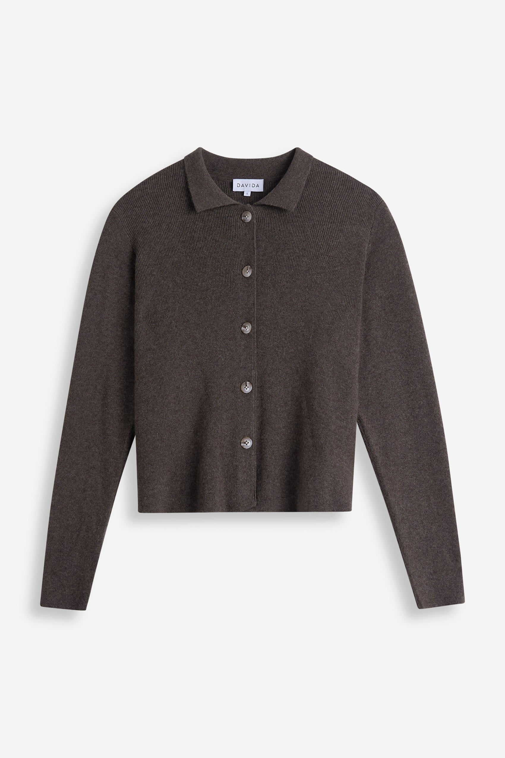 Davida Buttoned Collar Cardigan Cardigans Cacao
