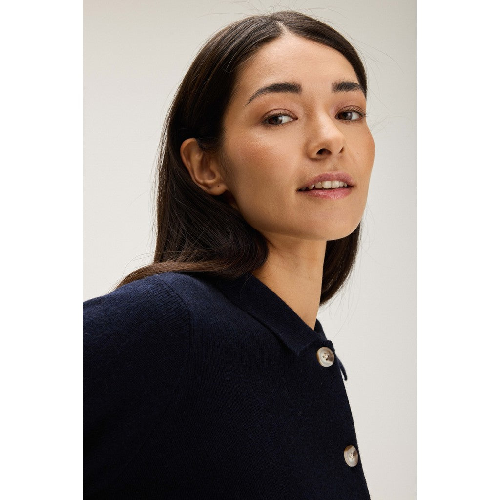 Davida Buttoned Collar Cardigan Cardigans Navy