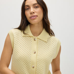 Buttoned Mesh Vest - Citrus
