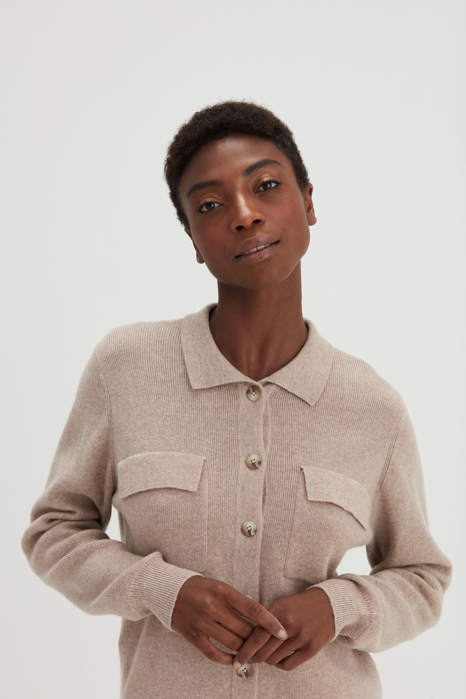 Davida Buttoned Pocket Shirt Cardigans Mink