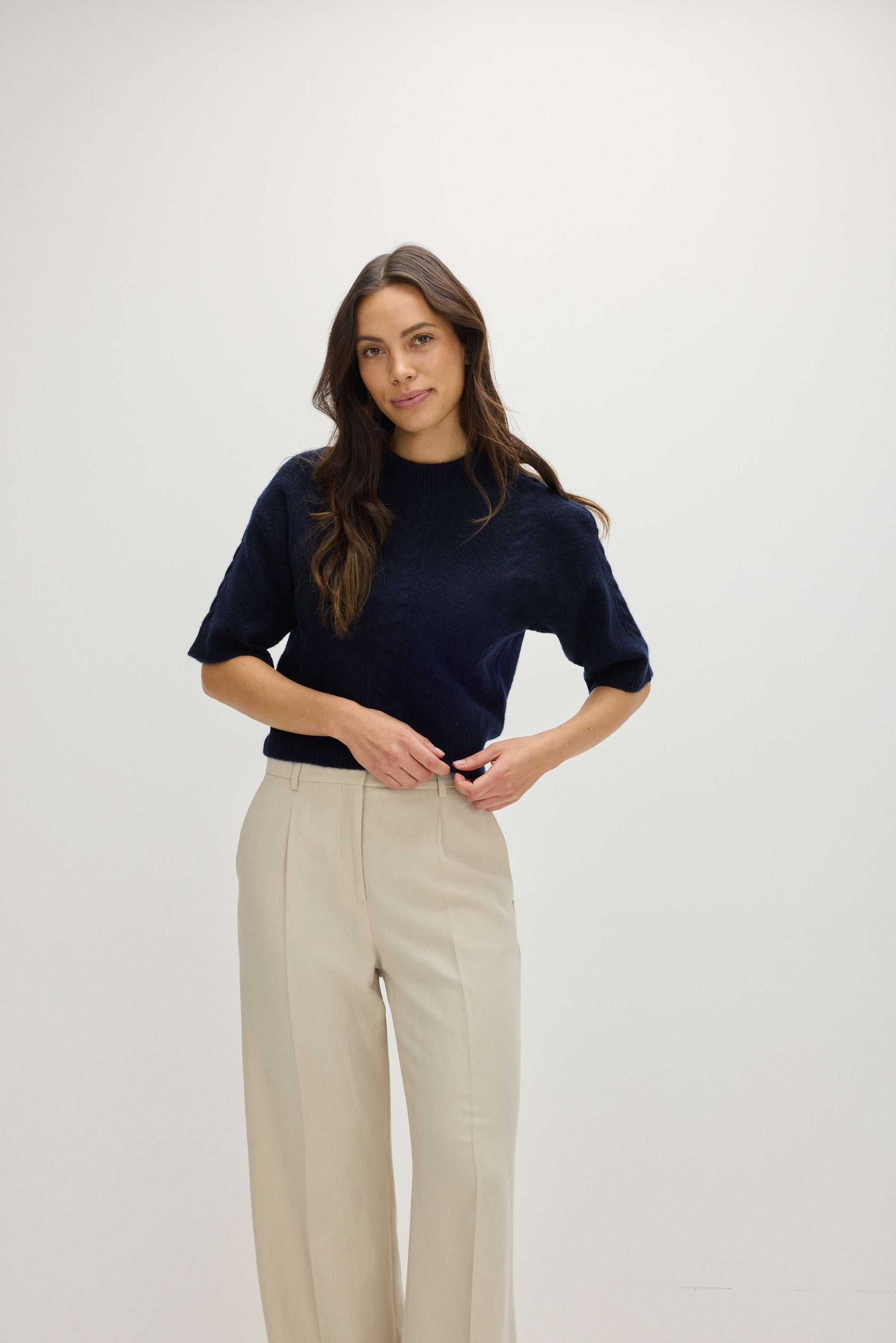 Davida Cable Short Sleeve Sweater Sweaters Navy