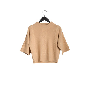 Cable Short Sleeve Sweater - Wheat