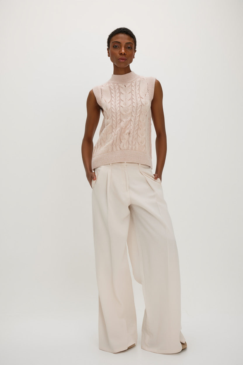 Davida Cable Short Vest Sweaters Sand