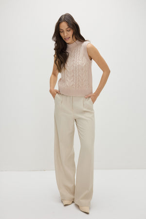 Cable Short Vest - Sand
