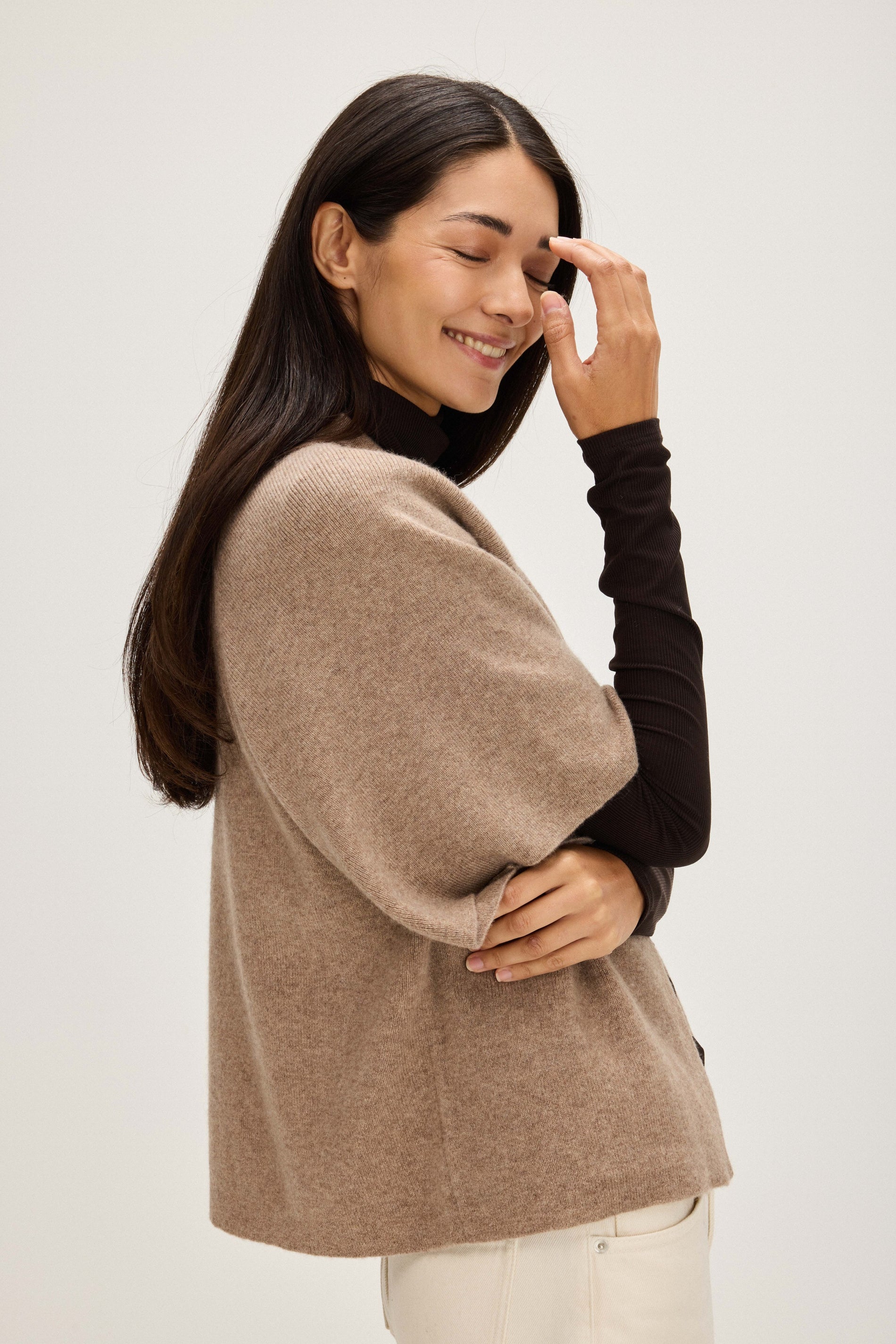 Davida Cardigan Raglan Short Sleeve Cardigans Mink