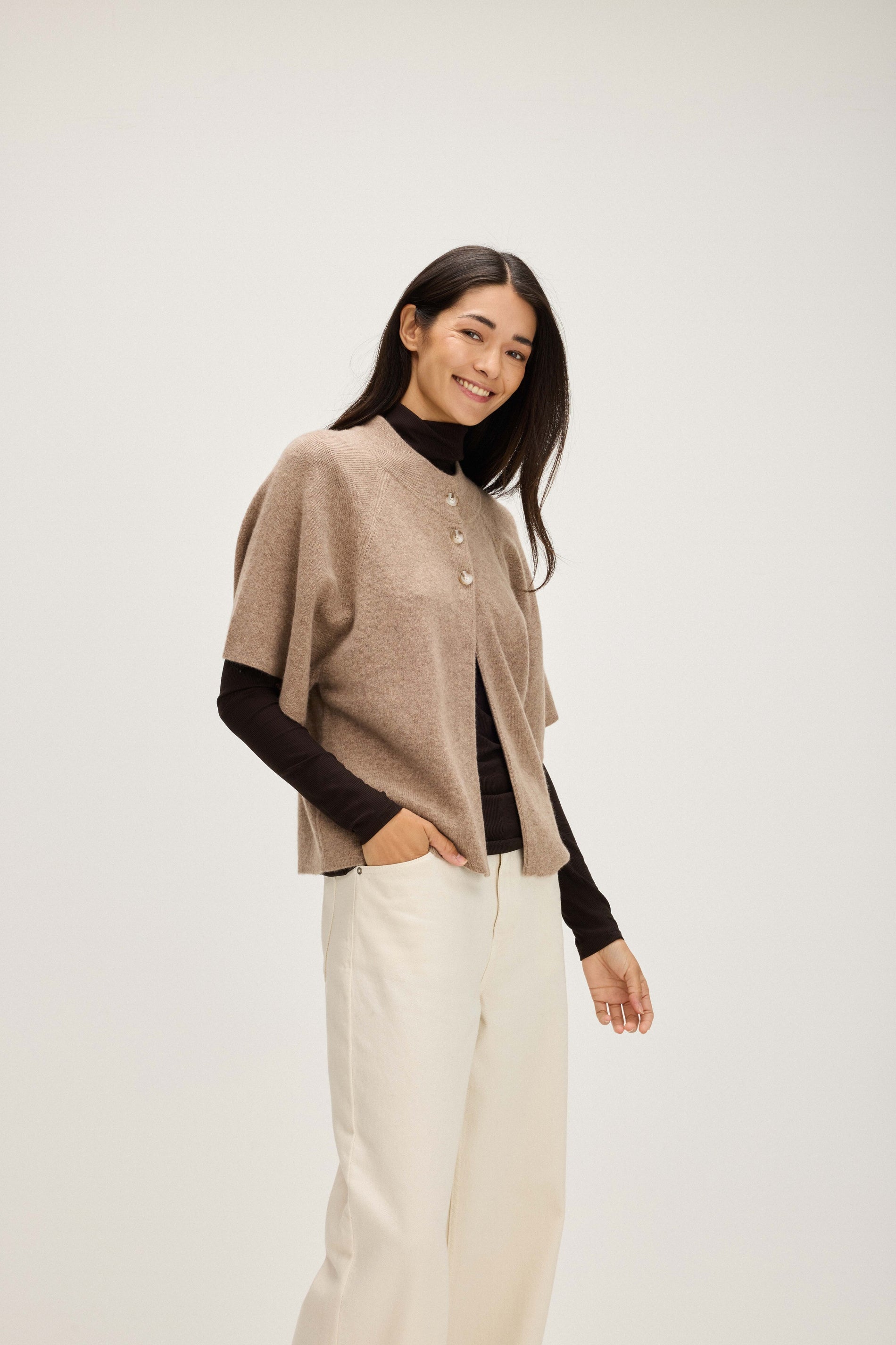 Davida Cardigan Raglan Short Sleeve Cardigans Mink