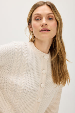 Chunky Cable Detail Cardigan - White