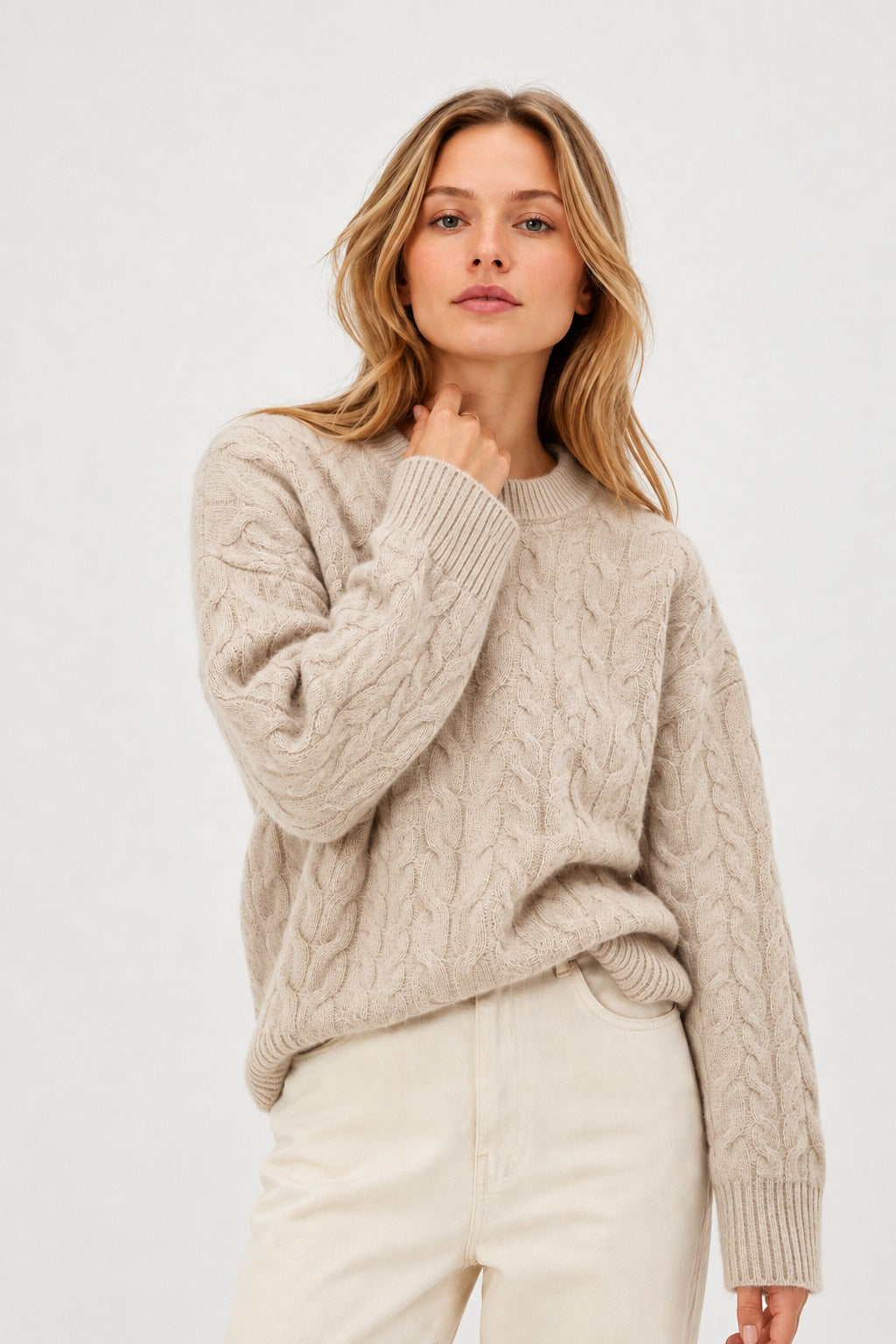 Davida Chunky Cable Sweater Sweaters Light Beige