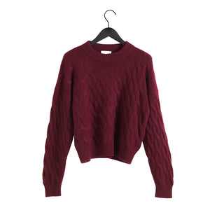 Chunky O-neck Cable - Mulberry Red