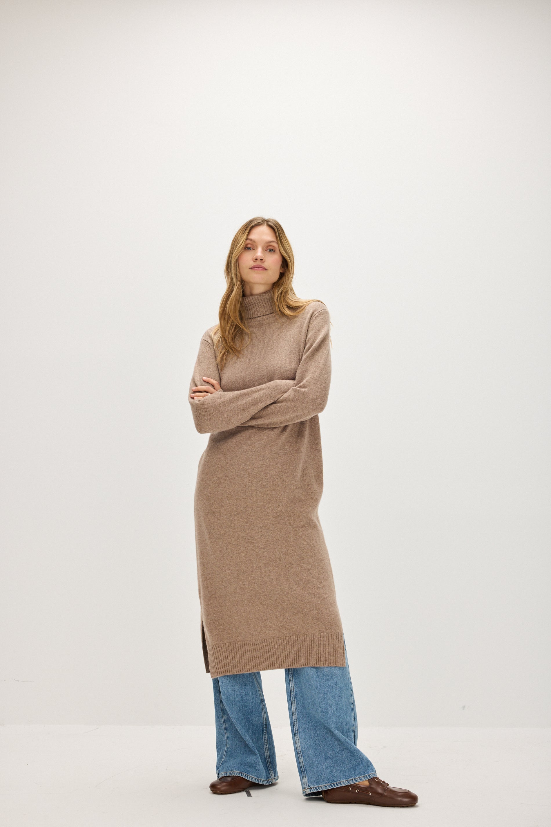 Davida Chunky Roll Neck Dress Dress Mink