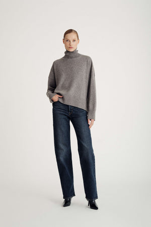 Chunky Roll Neck Sweater - Taupe