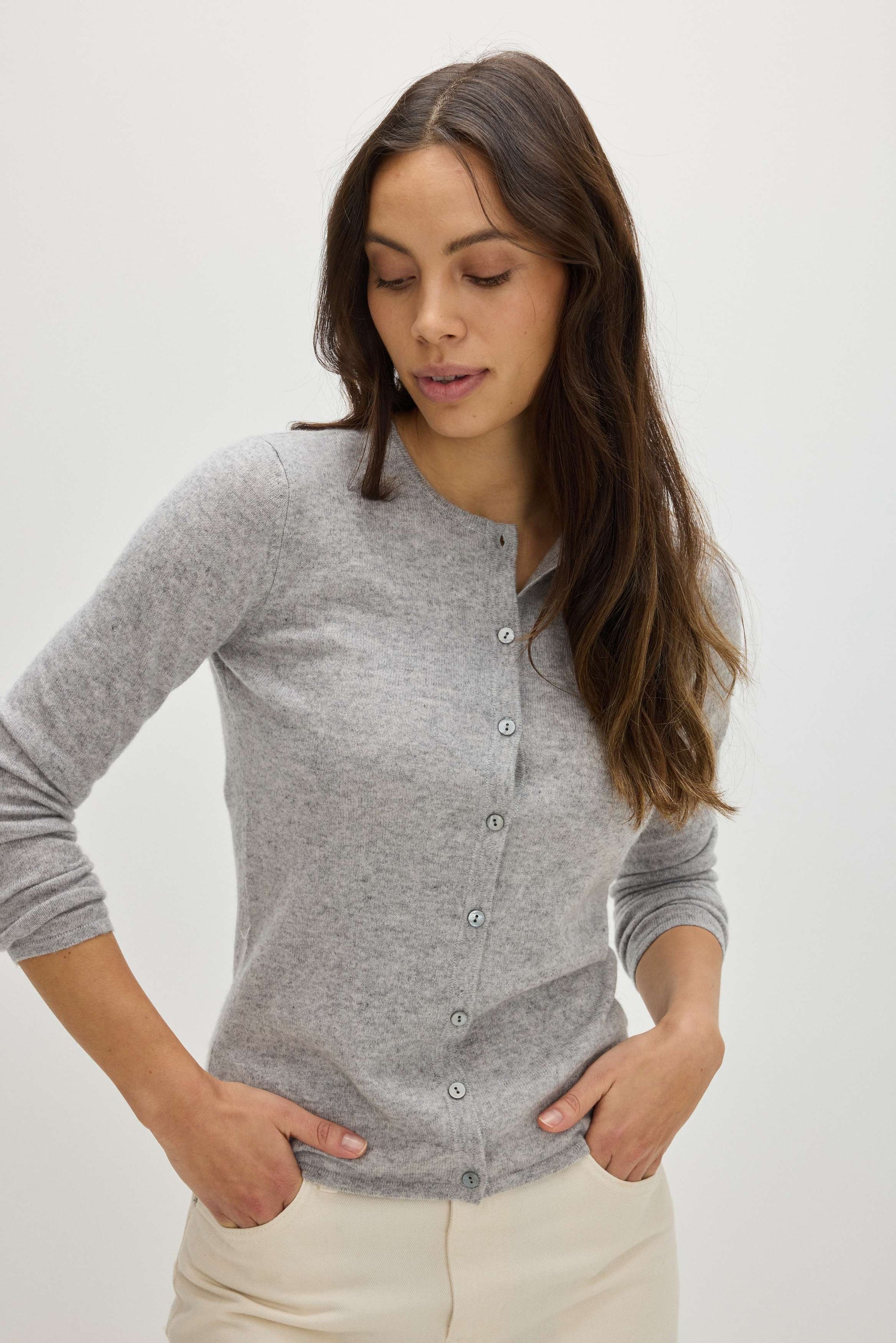 Davida Classic Cardigan Cardigans Light Grey