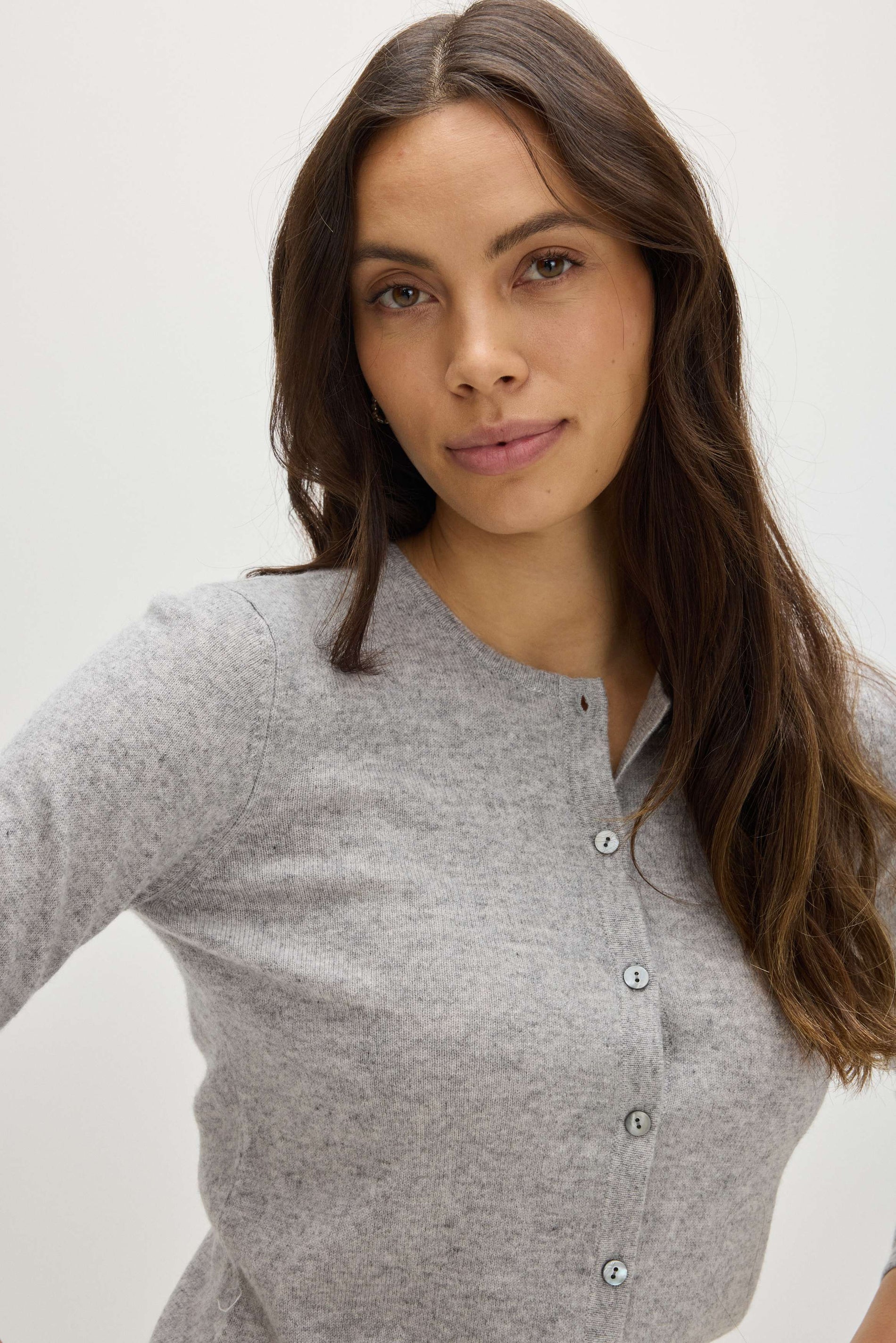 Davida Classic Cardigan Cardigans Light Grey