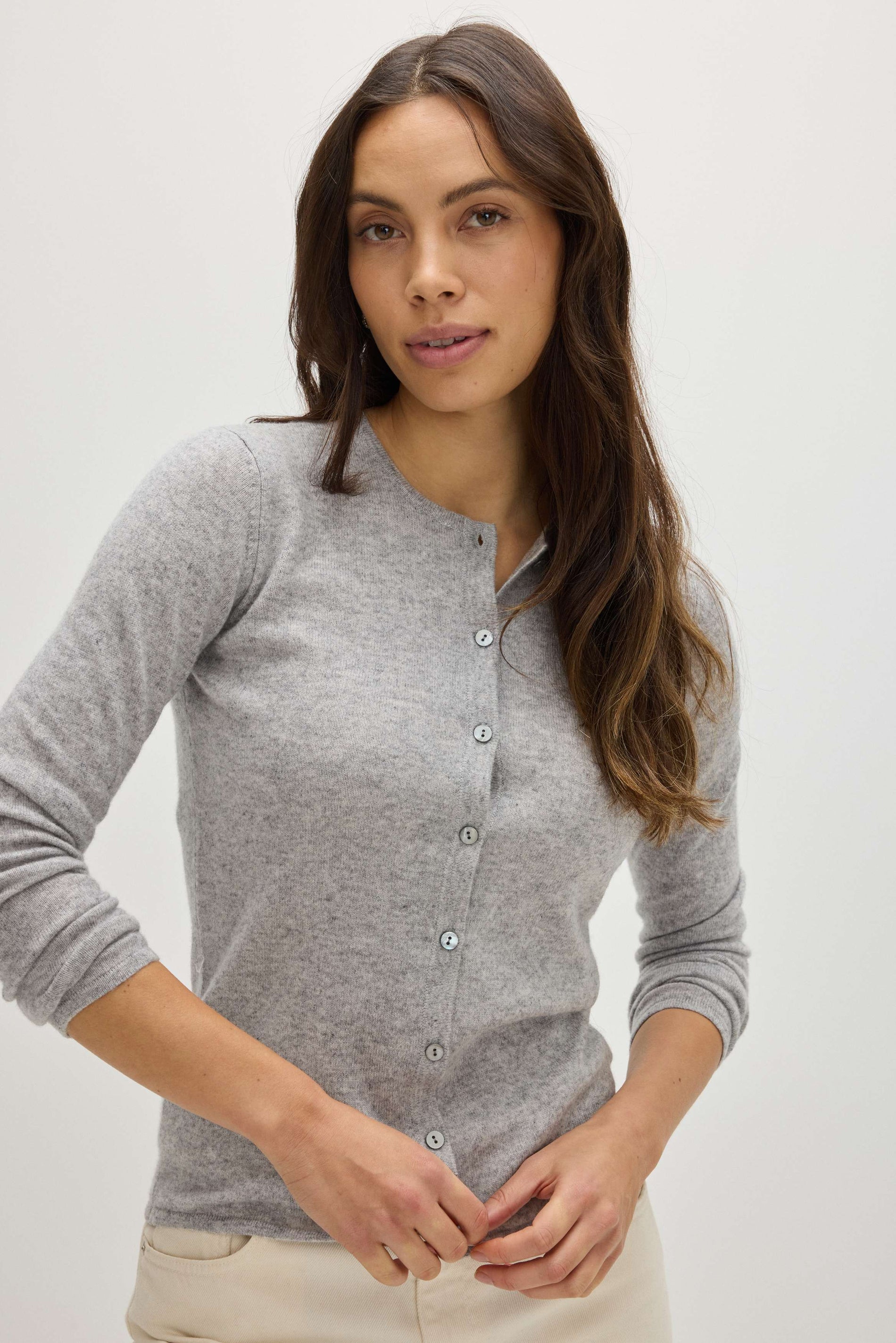 Davida Classic Cardigan Cardigans Light Grey