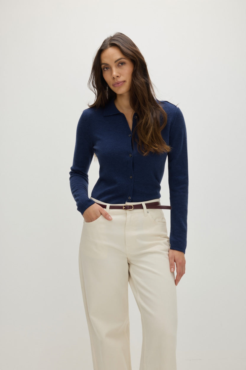 Davida Classic Collar Cardigan Cardigans Navy