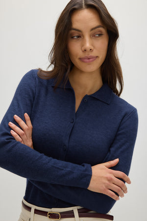 Classic Collar Cardigan - Navy