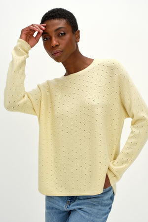 Curved Dotted Sweater - Citrus