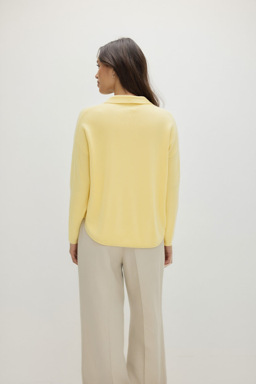 Davida Curved Open Collar Sweaters Citrus
