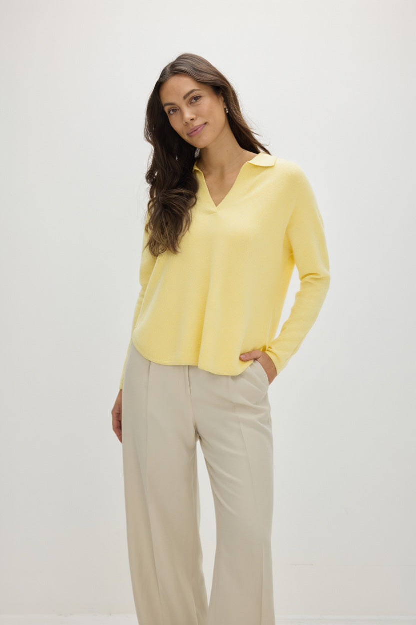 Davida Curved Open Collar Sweaters Citrus
